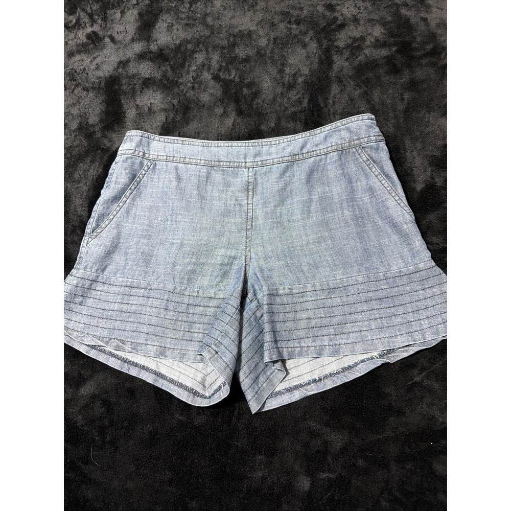 Trina Turk Shorts Colorful Cotton Denim Blue Resort Summer Prep Size 4